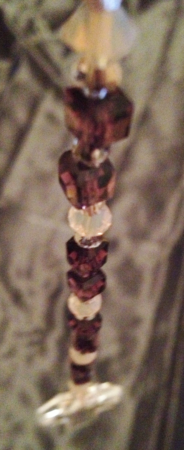 Swarovski Purple Cube and Cross Crystal Suncatcher