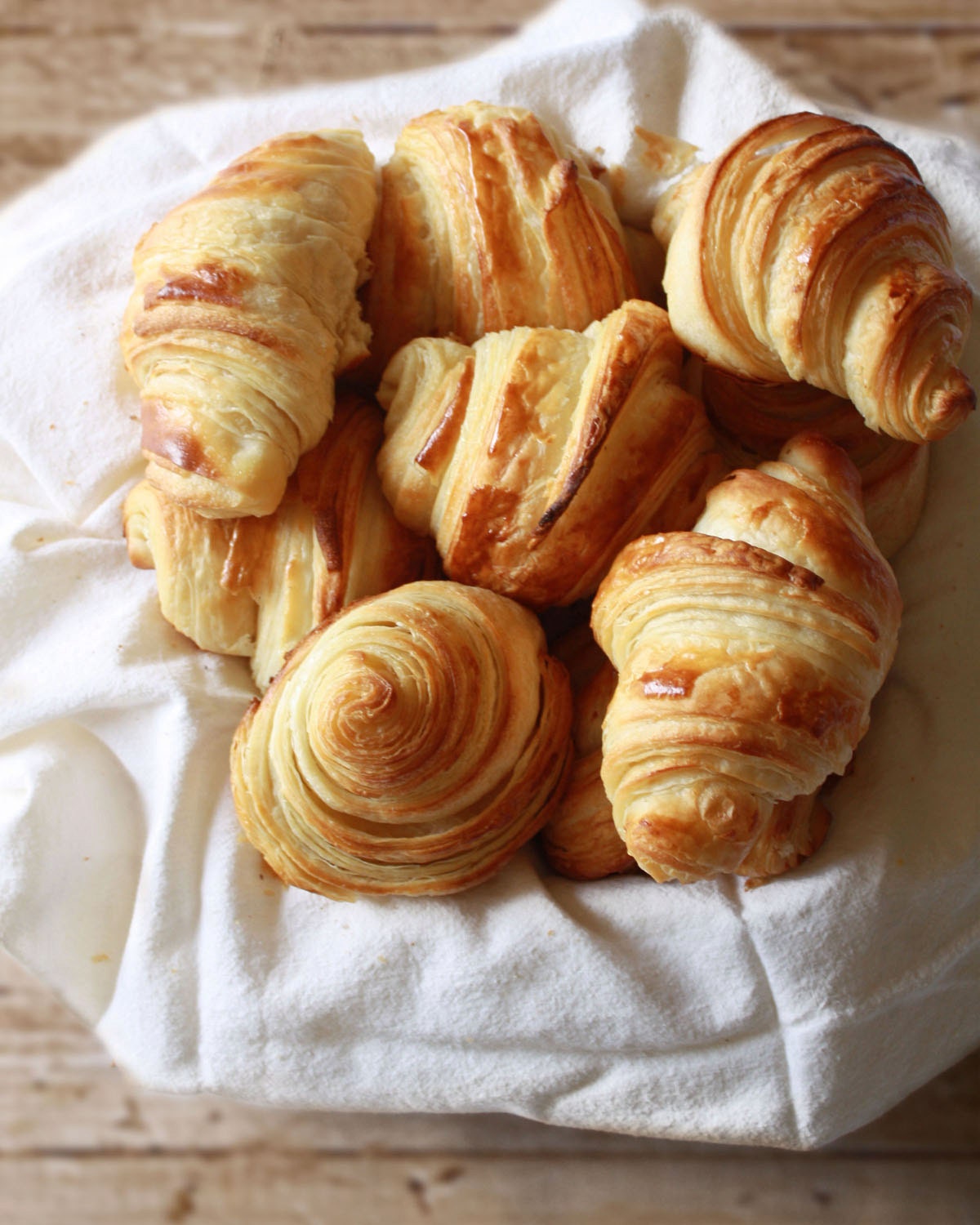 Food Photography - Basket of Croissants - Golden Baked Bread French Pastry - 8x10 Fine Art Photo Print - summerowens