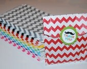 Party Favor Bags  - Chevron Paper Treat Bags - Bakery Bags 7x5 medium size - You choose color - 20 count