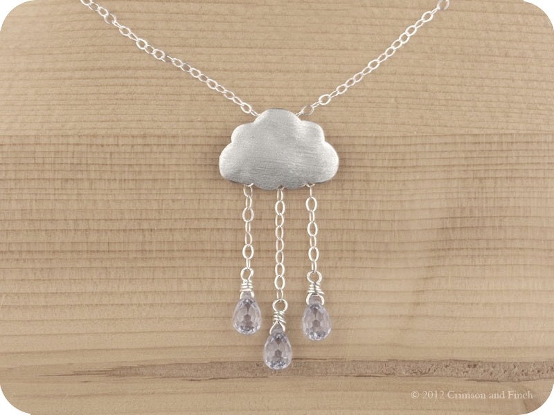 Sterling silver, Lilac rain cloud necklace "Lilac Rain" - crimsonandfinch
