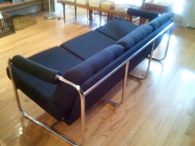 1960s Black and Chrome Modern Sofa