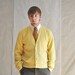 Autumn Yellow Cardigan. Vintage Button-Up Men's Woman's Yellow Sweater Medium. Eveteam