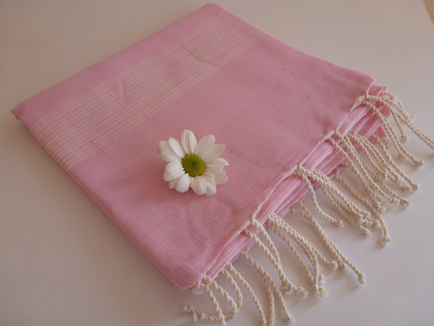Ultrathin Turkish  Bath Towel, Pareo, Sarong on the boat, Peshtemal, Organic Bamboo and Cotton, Pink