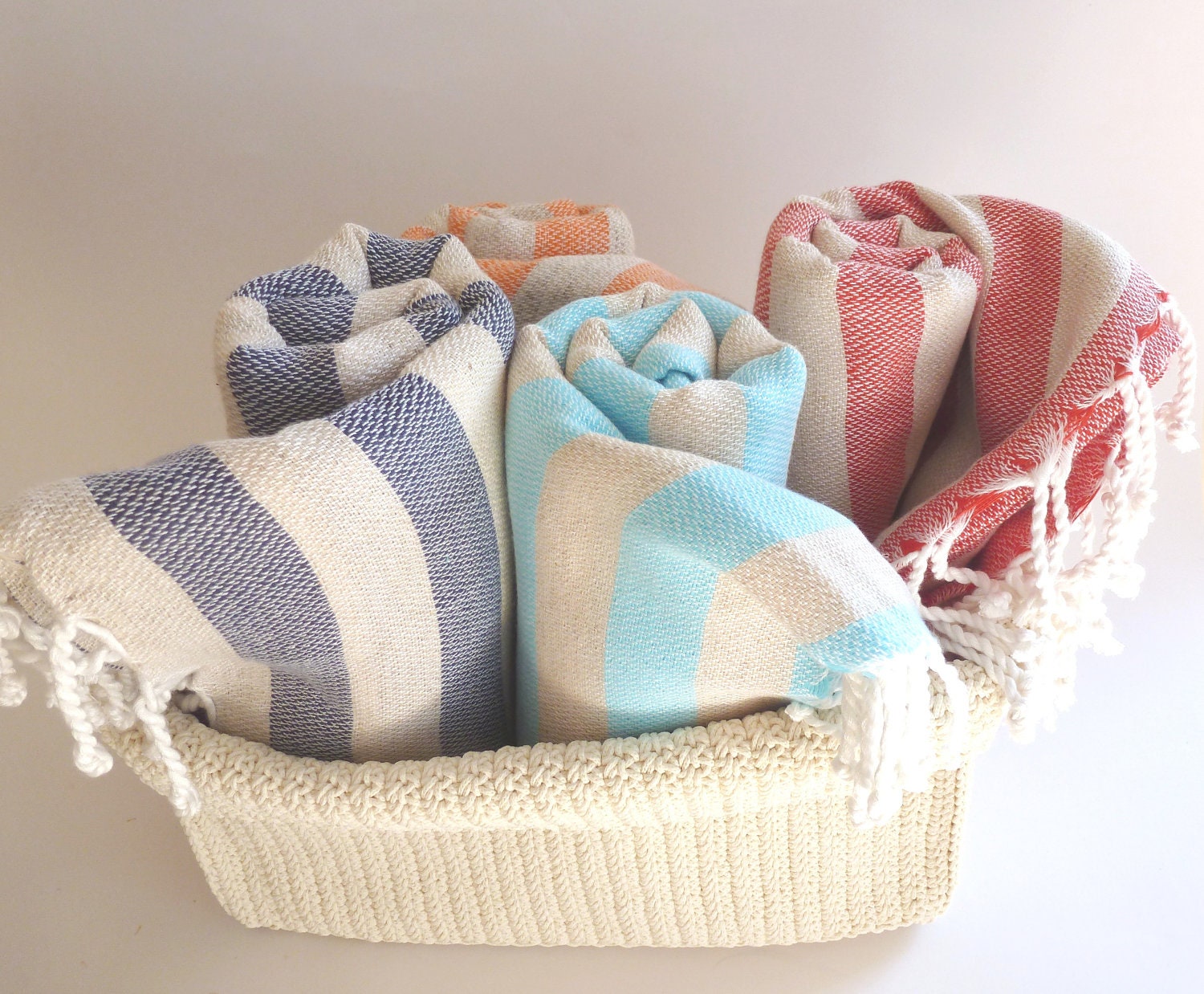 Free Shipment, Mother's day Gift Set, 4 Natural Turkish Towels, home,  NATURAL, Peshtemal, SPA, yoga, Red, Aqua, Navy ,Orange