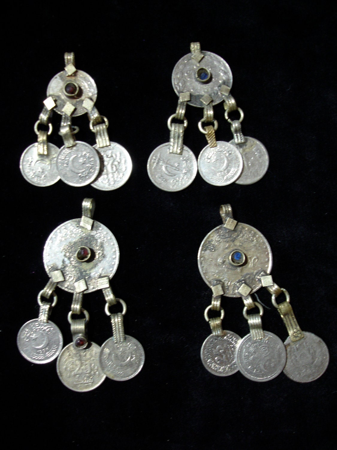 4 silver  Kuchi  coins for Tribal fusion dance