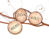 PERSONALIZED Wood Slice Ornament -  Aspen - SET of 2  - You Name It - Holiday Fun - Name calling