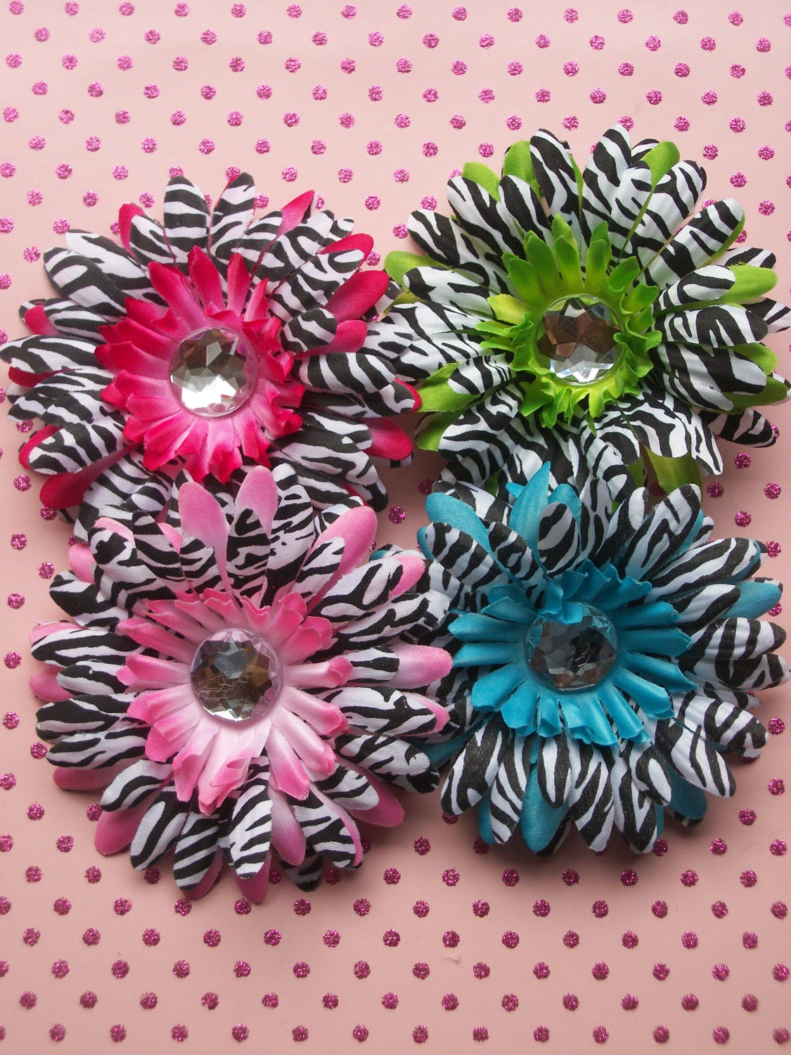 Layered Zebra Gerber Daisy Hair Clip