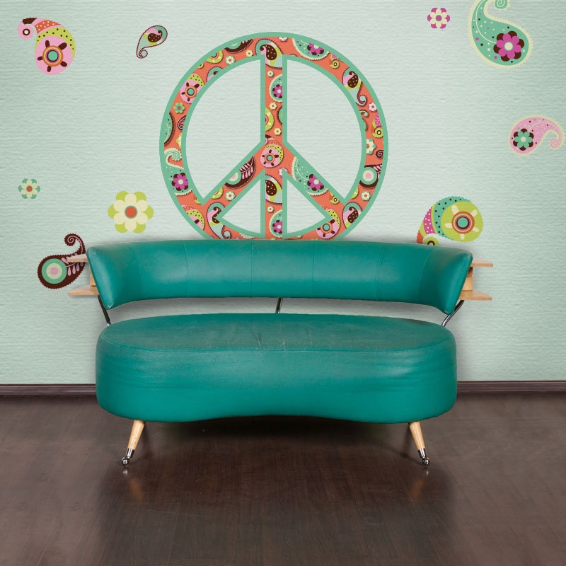 Paisley Peace Sign Wall Sticker Decal