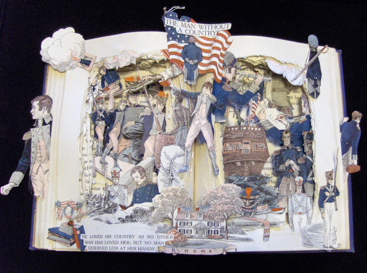 Man Without A Country - Book Sculpture - Altered Book - Shadowbox FRAMED