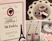 Fashion Fairytale in Paris Printable Party Collection - Invites, Bottle Wraps, Cupcake toppers, Food Tags straw flags Il_170x135