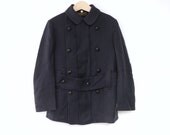 1920's Rare L. P. Hollander & Co. Double Breasted Black Wool Gabardine Coat