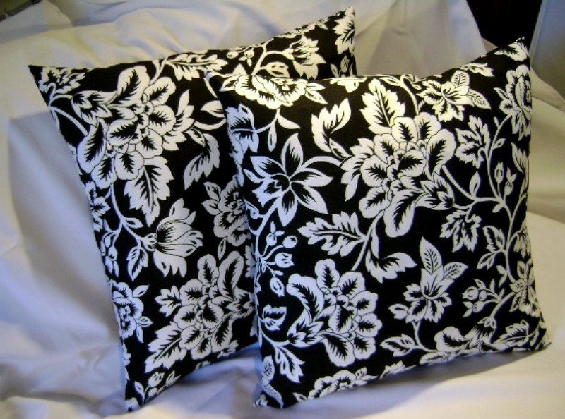 Pair of Pillow Covers 20 x 20 Blossom Black by Lilikins Home
