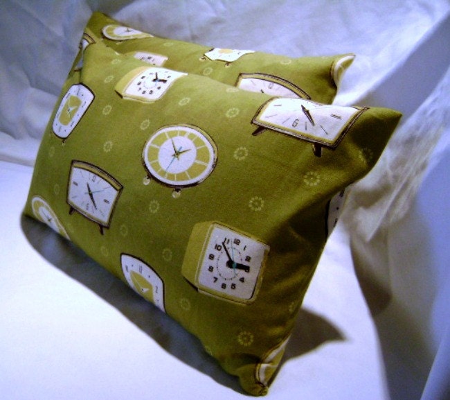 Pair of Pillow Covers 12 x 20 Tick Tock by Lilikins Home