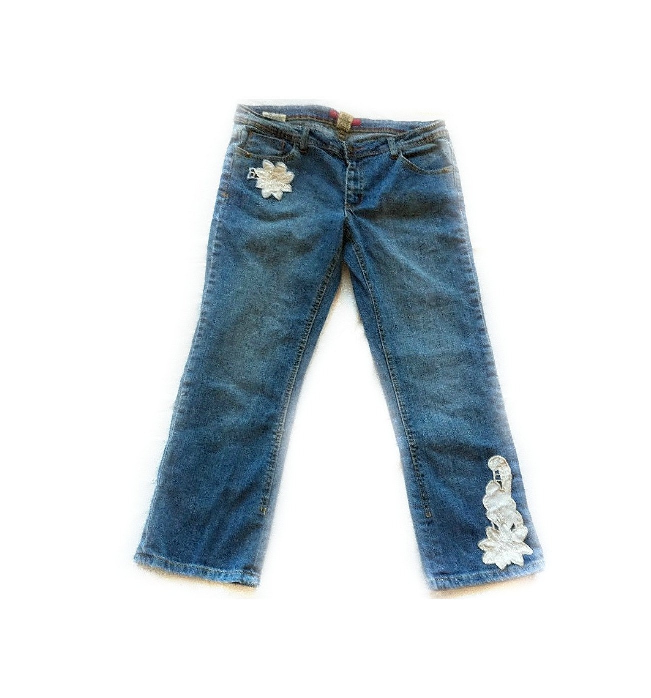 Women's Jeans,  Rockabilly Style, Vintage, Lace, Pedal Pushers, Capri