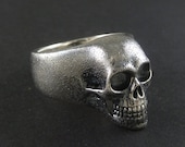 Skull Ring - Oxidized Sterling Silver Human Skull Ring - The Lost Apostle Skull Ring