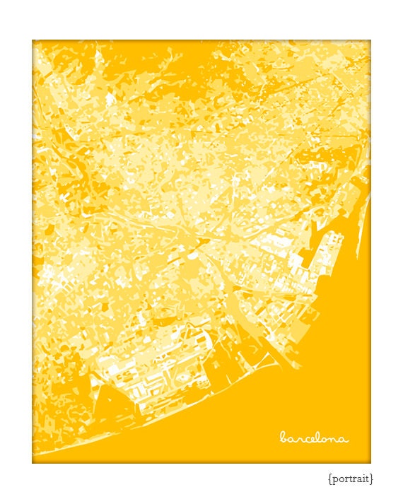 Barcelona Cityscape / Graphic City Map Art Print / Choose your color / 8x10 / Wall Art Poster