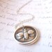 Bee wax seal necklace pendant jewelry, made from reclaimed fine silver