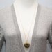 Patina Fleur De Lis Locket Necklace Verdigris Green French Charm Round Floral Locket Long Necklace - N232