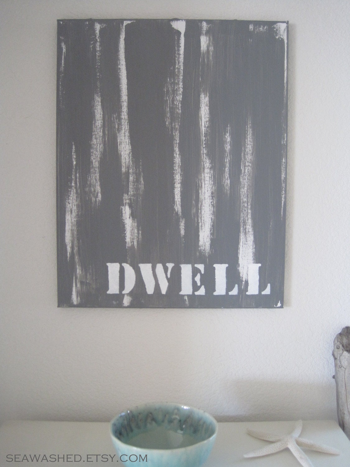 One Of A Kind 'DWELL' Original Painting Subway Sign 16 x 20 Acrylic on Canvas French Nordic Industrial Rustic Home Decor