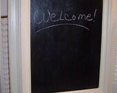 Shabby Cottage Antique White Picture Frame w Chalkboard, Kitchen, Event, Wedding  blackboard.,25 x 21