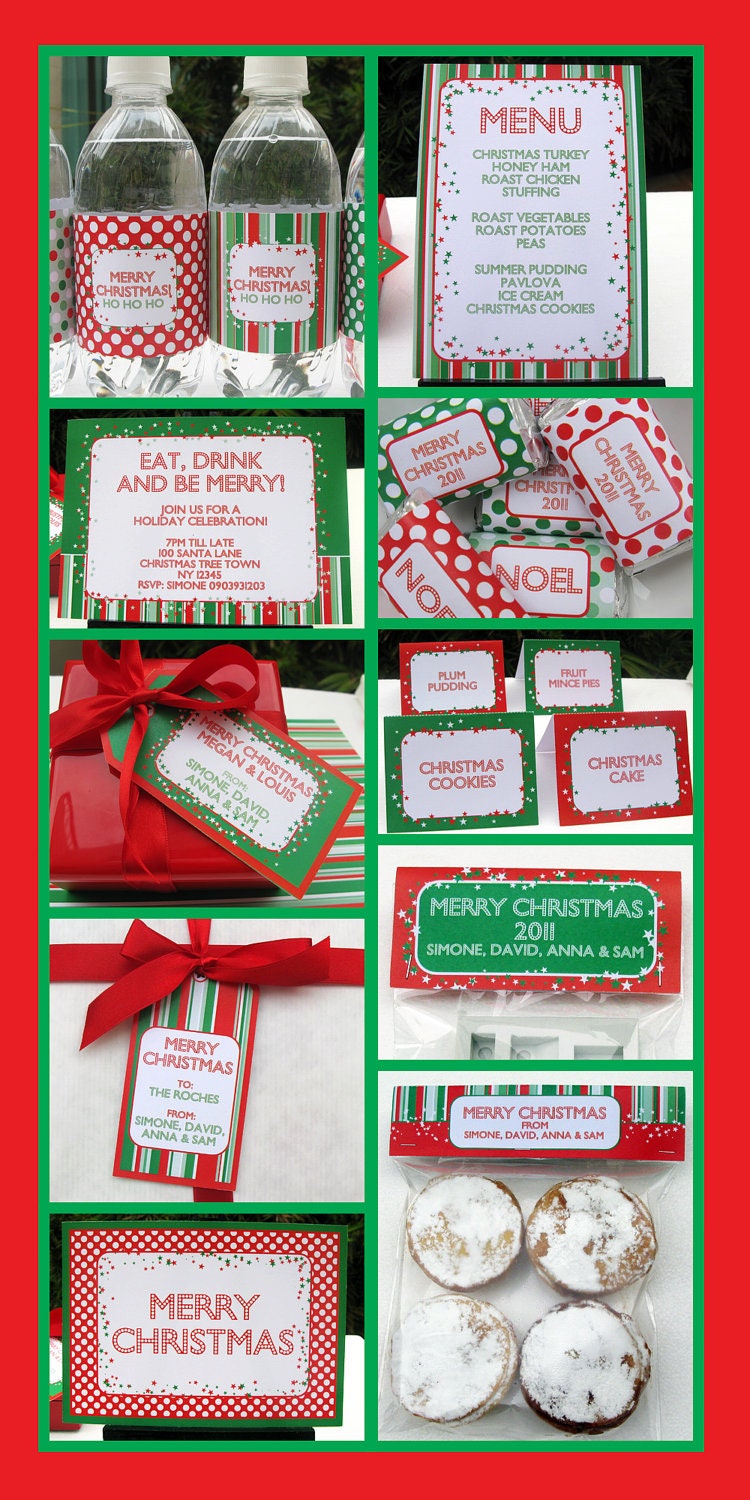 Christmas Printable Holiday Party Collection, EDITABLE Text PDF file - you personalize at home with Adobe Reader Il_170x135