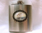 Nautical Vintage Sailing Ship Image Flask 6 ounce