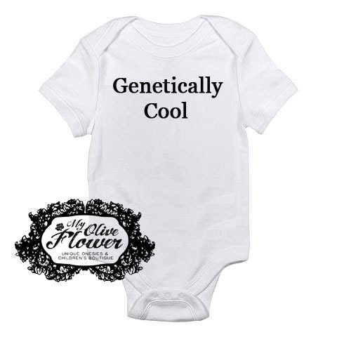 Genetically Cool Embroidered Baby Oneise - Choose Size and Color- Buy 3 Get 1 Free