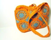 Vintage Woven Orange and Pistachio Sisal Shoulder Bag