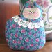 Cat Pillow Doll, Cloth Doll 7 inch Teal Floral, Primitive Soft Sculpture Handmade CharlotteStyle Decorative Folk Art