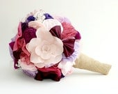 Custom Bridal Bouquet- Blossoming Love- beautiful assorted handmade fabric flowers with rustic burlap