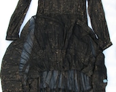 VTG 70s Handpainted Black and Gold Maxi Dress - Sz Medium