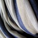 Striped Head Scarf, Hair Wrap, Headband - All in One Womens Neck Bow - Ascot - Sash - Denim Blue, Tan, Straw Stripes