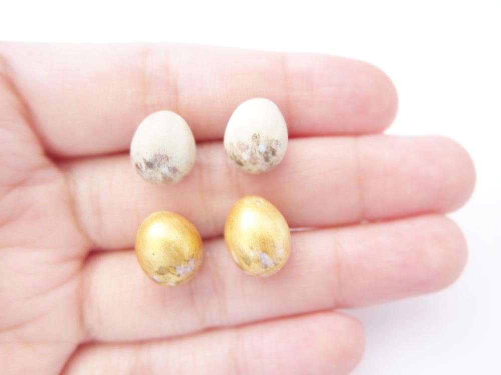 Bird egg earrings - Set of 2
