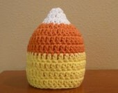 Crochet Candy Corn Hat Size Newborn to 3 Months - Ready to Ship -