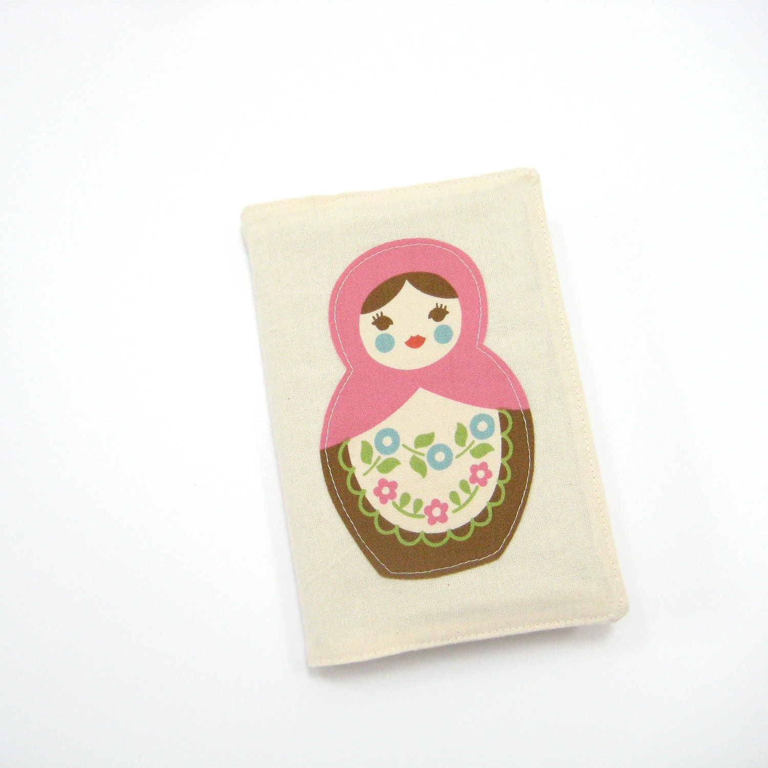 2013 Diary or A6 notebook, Matryoshka doll pink brown natural, travel journal, notepad or list taker