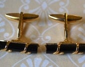 Vintage Formal Emmons Black and Gold Tone Cufflinks