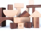 30-piece hardwood BUILDING BLOCKS - all natural wooden blocks set, eco-friendly and classic children's gift with organic finish