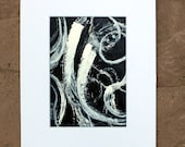 Original Fine Art Abstract Painting Black and WhiteN01 by Elizabeth Elkin 5x7Inches