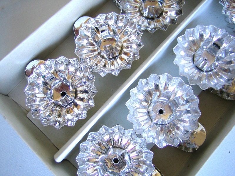 Vintage Silver  Christmas Tree Candle Clips in Original Box 10 pack