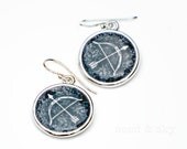 Bow and Arrow Jewelry - Starry Night Sky - Sagittarius - Astrology Jewelry - Bow and Arrow Art - Black and White - Hypoallergenic Earrings