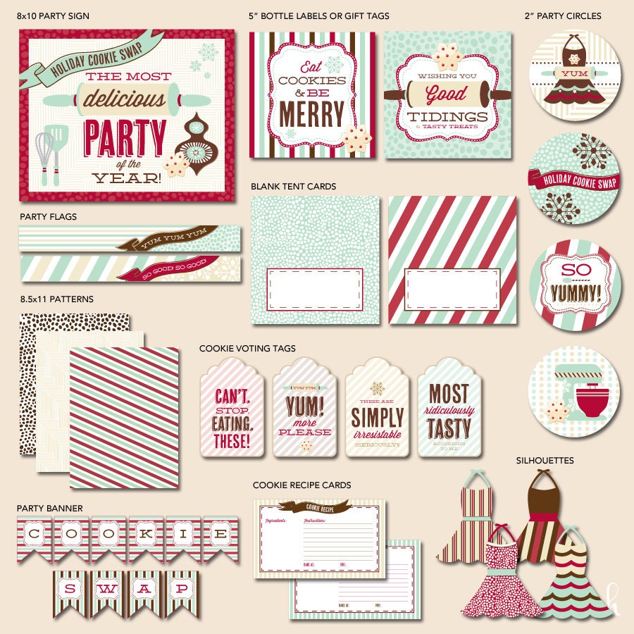 Printable Party Collection - HOLIDAY COOKIE EXCHANGE - "Hostess Holiday Essentials"