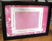 Ultrasound Photo Frame - Hot Pink  & White w/Swirls and Chevron Stripes - Baby Girl,  5x7 Black