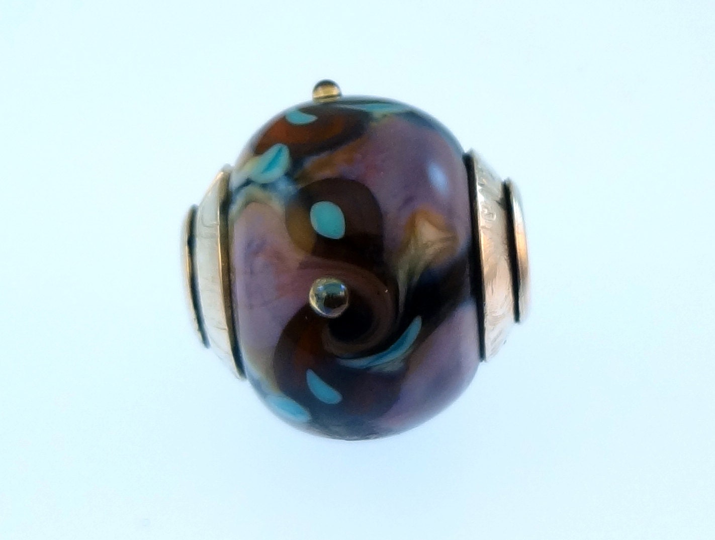 Lampwork Big Hole Bracelet Focal Charm Bead - ' Portia'