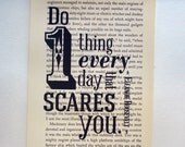 Inspirational quote by Eleanor Roosevelt printed on recycled book paper