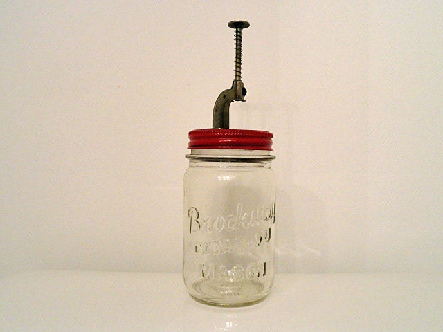Vintage Cherry Pitter - Brockway Clear-Vu Mason Jar