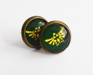 Zelda Antique Brass Stud Earrings Gaming