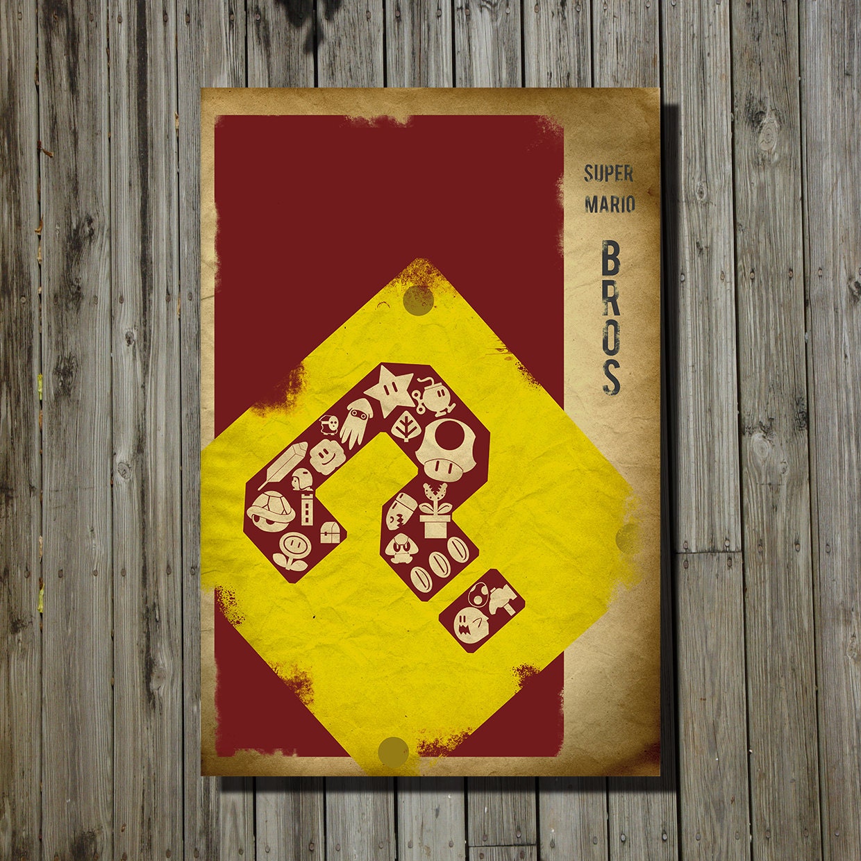 Super Mario Brothers retro poster minimalist art video game poster print nintendo poster print 11x17