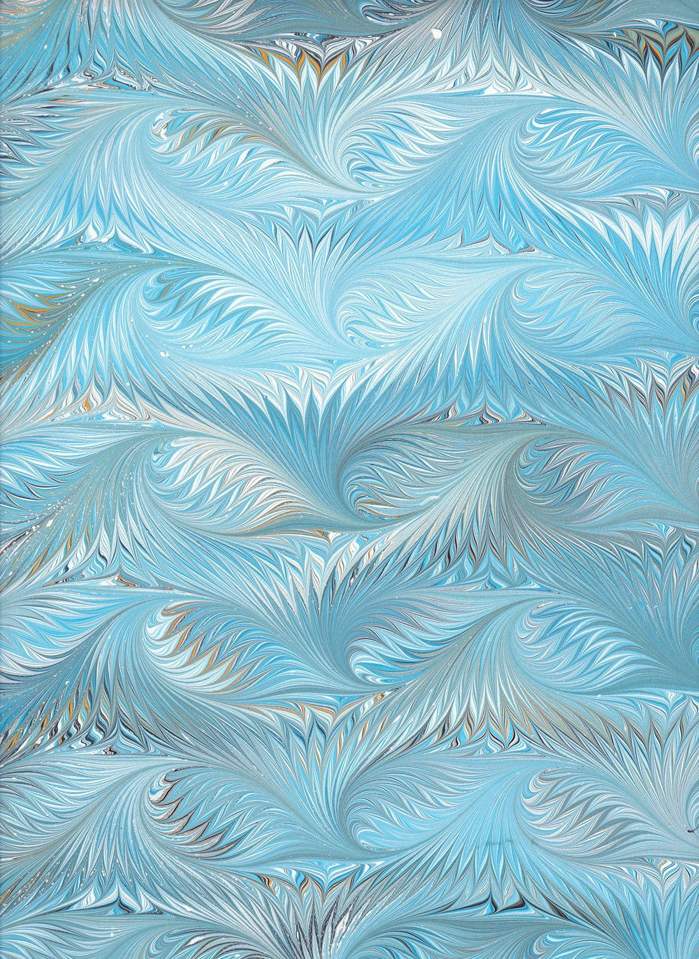 Marbled Paper, handmade blue birdwing pattern, 19x25in