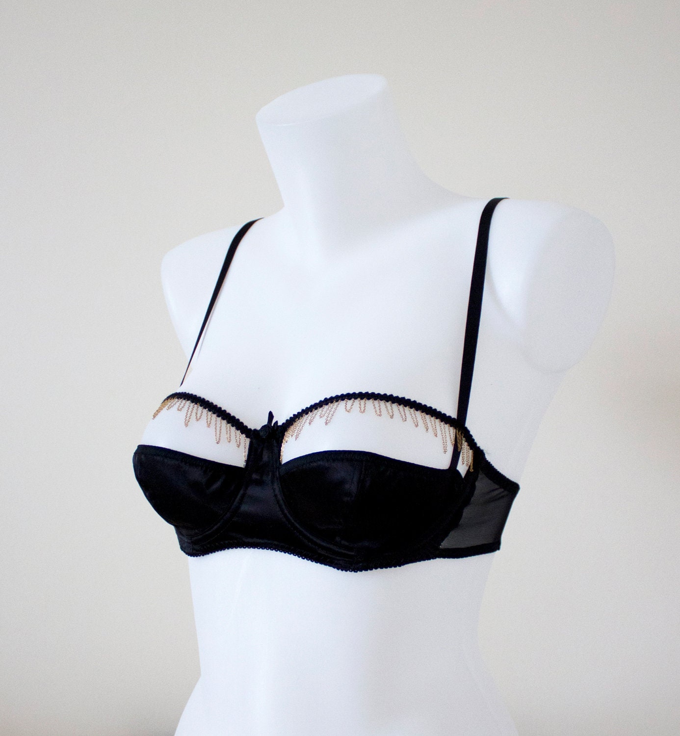 Nearer the Moon Balcony Bra with Gold Chains
