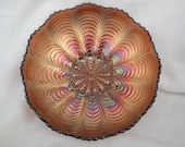 EAPG Fenton Carnival Glass Peacock Tail Bowl